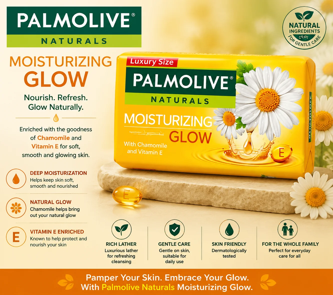 Palmolive Naturals Moisturizing Glow Soap – Chamomile & Vitamin E