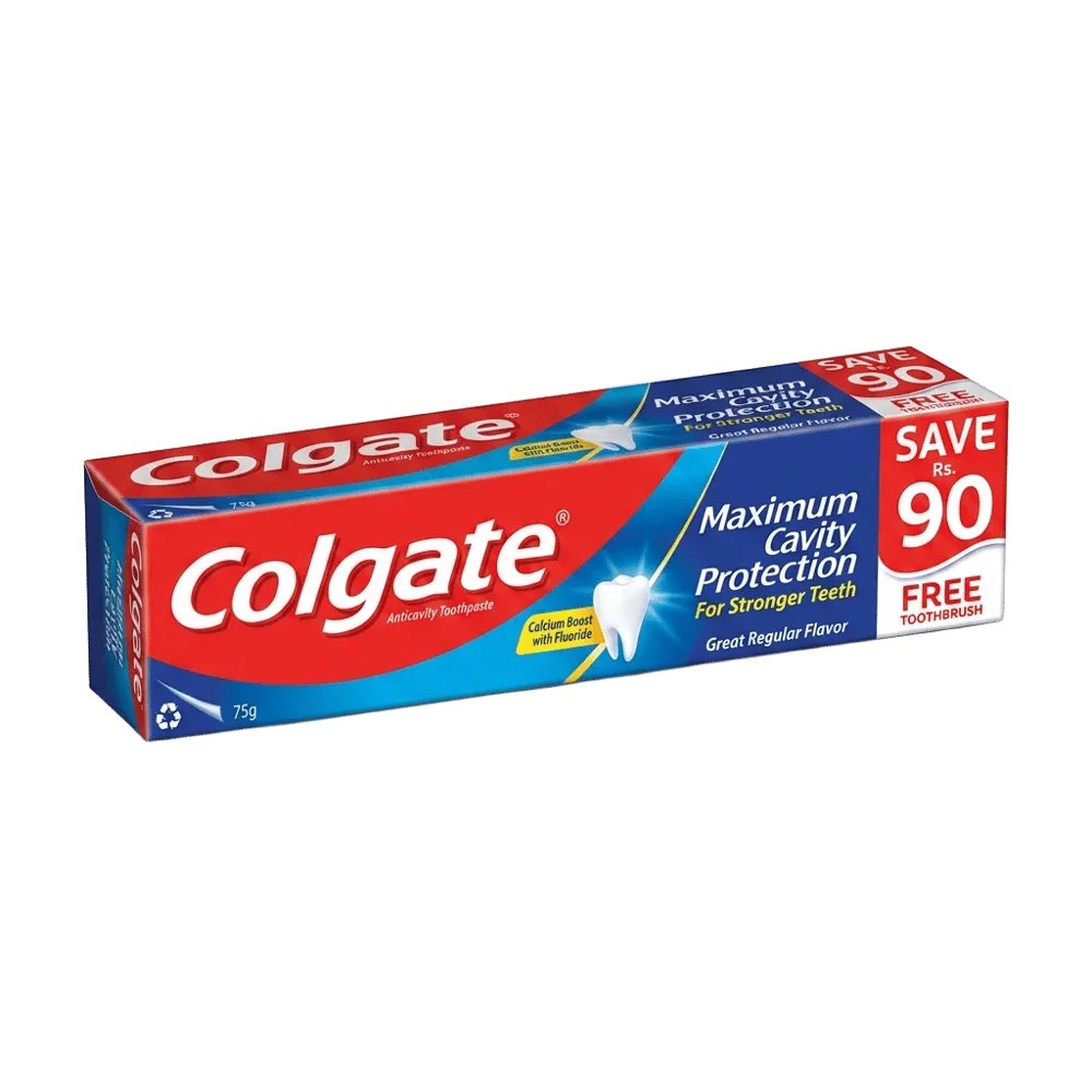 Colgate Maximum Cavity Protection Toothpaste 75g with Free Toothbrush – Regular Flavor