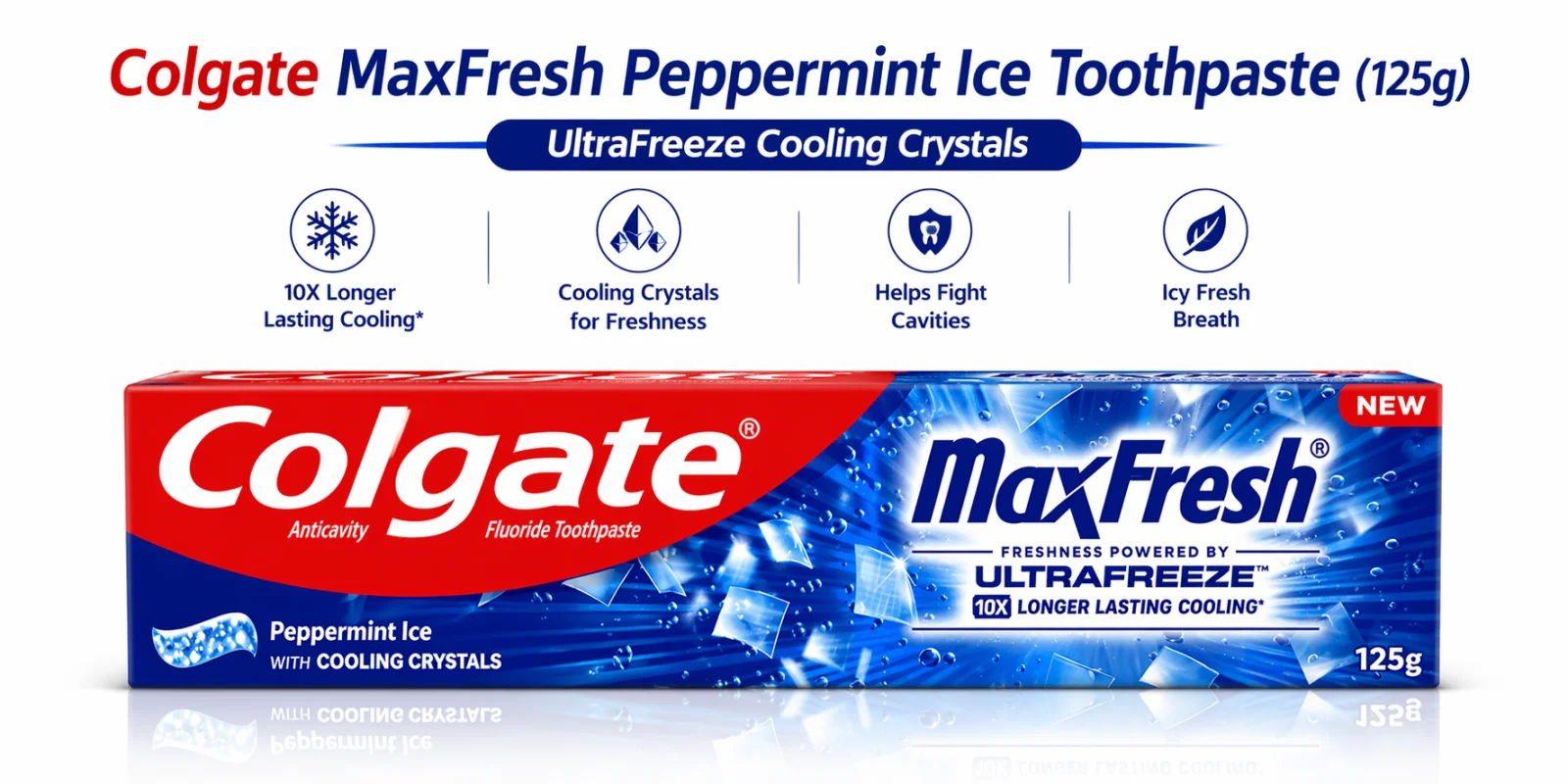Colgate MaxFresh Peppermint Ice Toothpaste (125g) – UltraFreeze Cooling Crystals