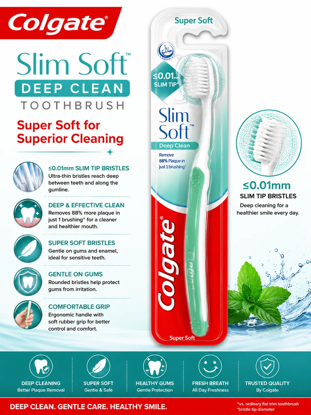 Colgate Slim Soft Deep Clean Toothbrush – Super Soft Bristles