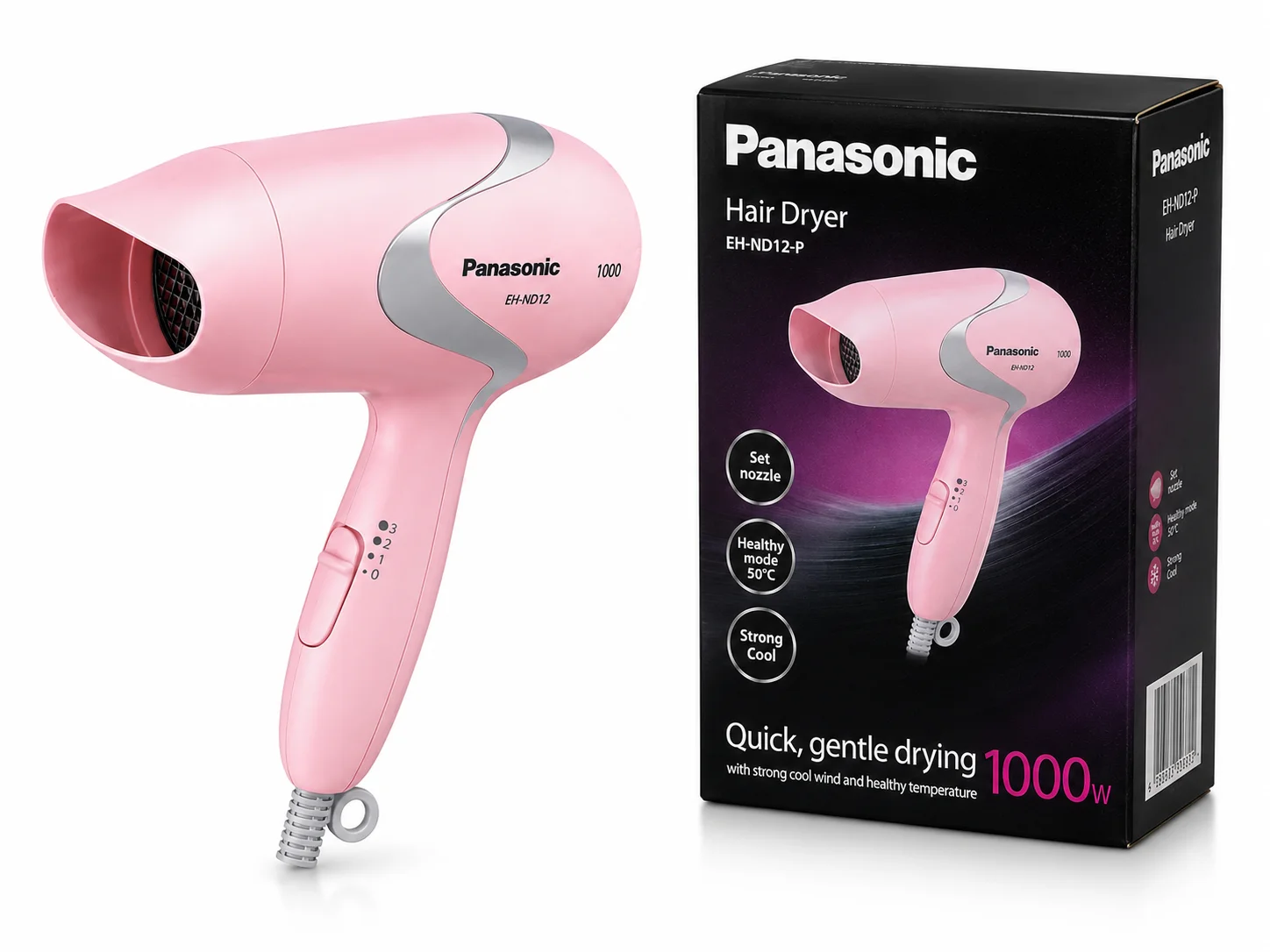 Panasonic EH-ND12-P Hair Dryer – 1000W Quick Gentle Drying