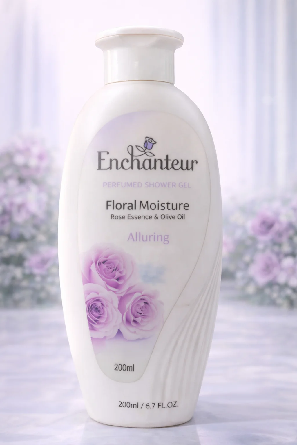 Enchanteur Floral Moisture Perfumed Shower Gel – Rose Essence & Olive Oil (Alluring) 200ml