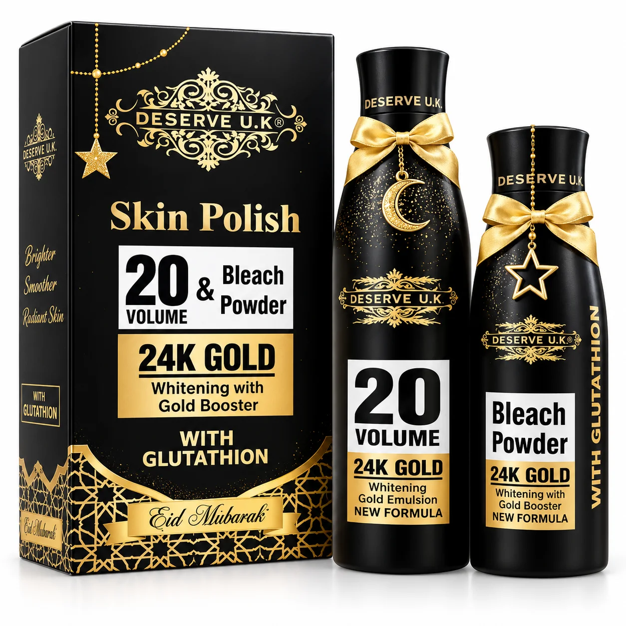 Deserve U.K. 24K Gold Skin Polish Vol 20 with Glutathione & Bleach Powder