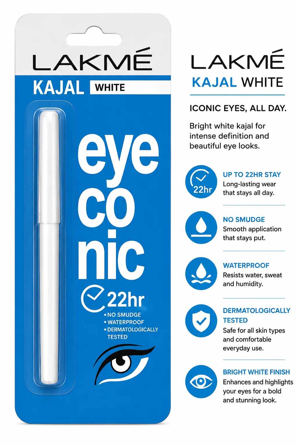 Lakme White Kajal Eyeconic 22Hr