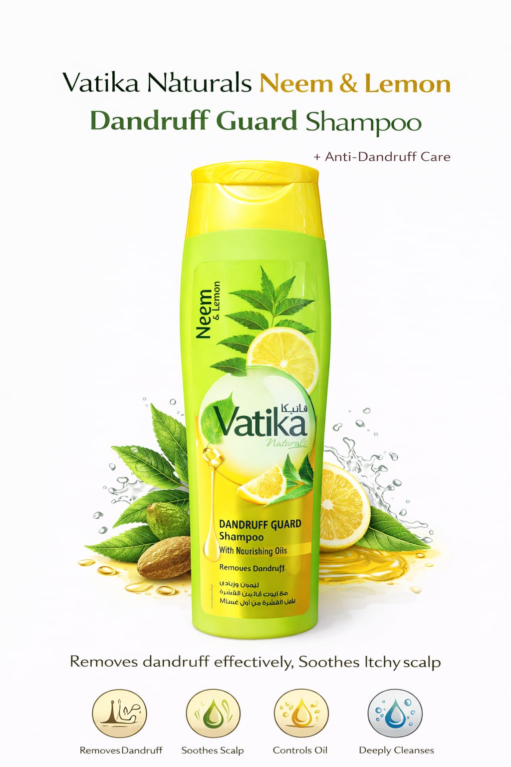 Vatika Naturals Neem & Lemon Dandruff Guard Shampoo (Anti-Dandruff Care) 185ML