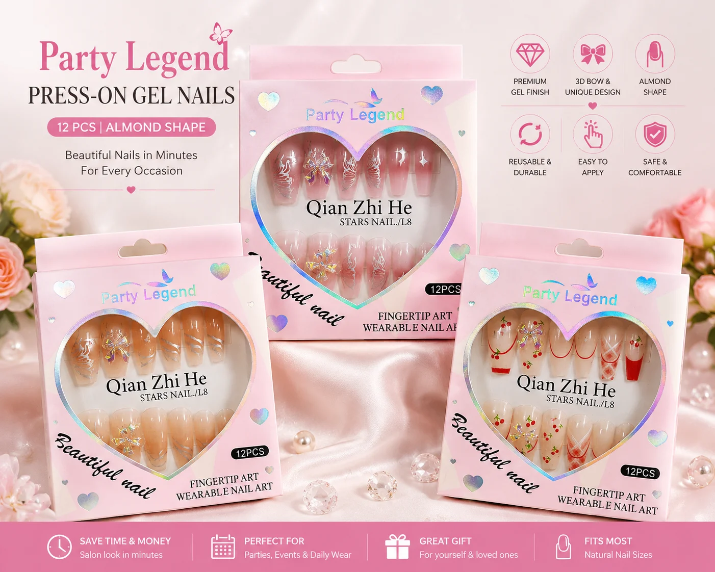 Party Legend 12PCS Press-On Nails Set