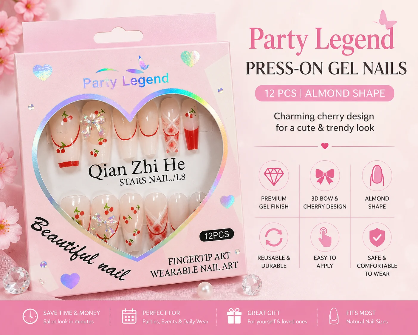 Party Legend 12PCS Press-On Nails Set