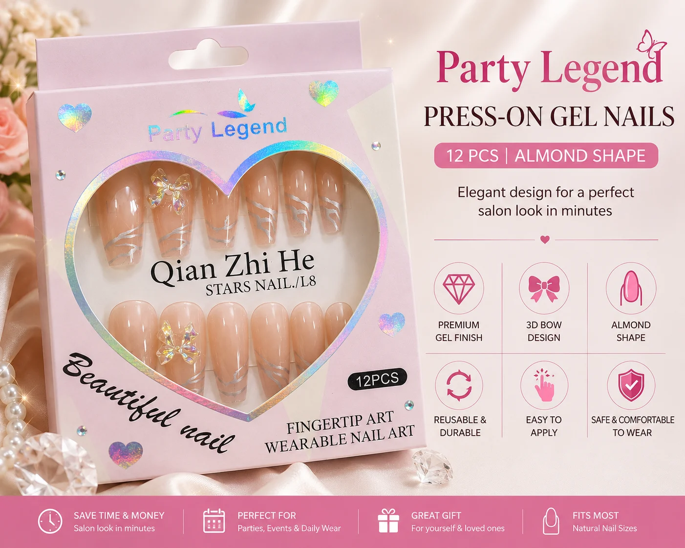 Party Legend 12PCS Press-On Nails Set
