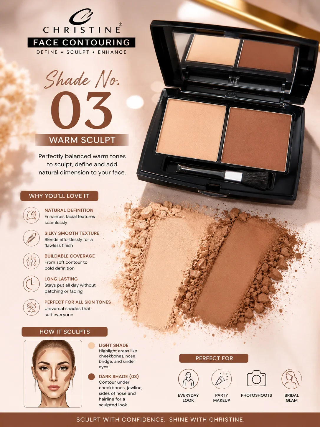 Christine Face Contouring Palette – Shade 03 Warm Sculpt