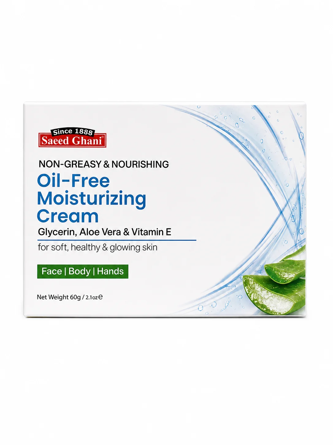 Saeed Ghani Oil-Free Moisturizing Cream – Glycerin, Aloe Vera & Vitamin E 60gm