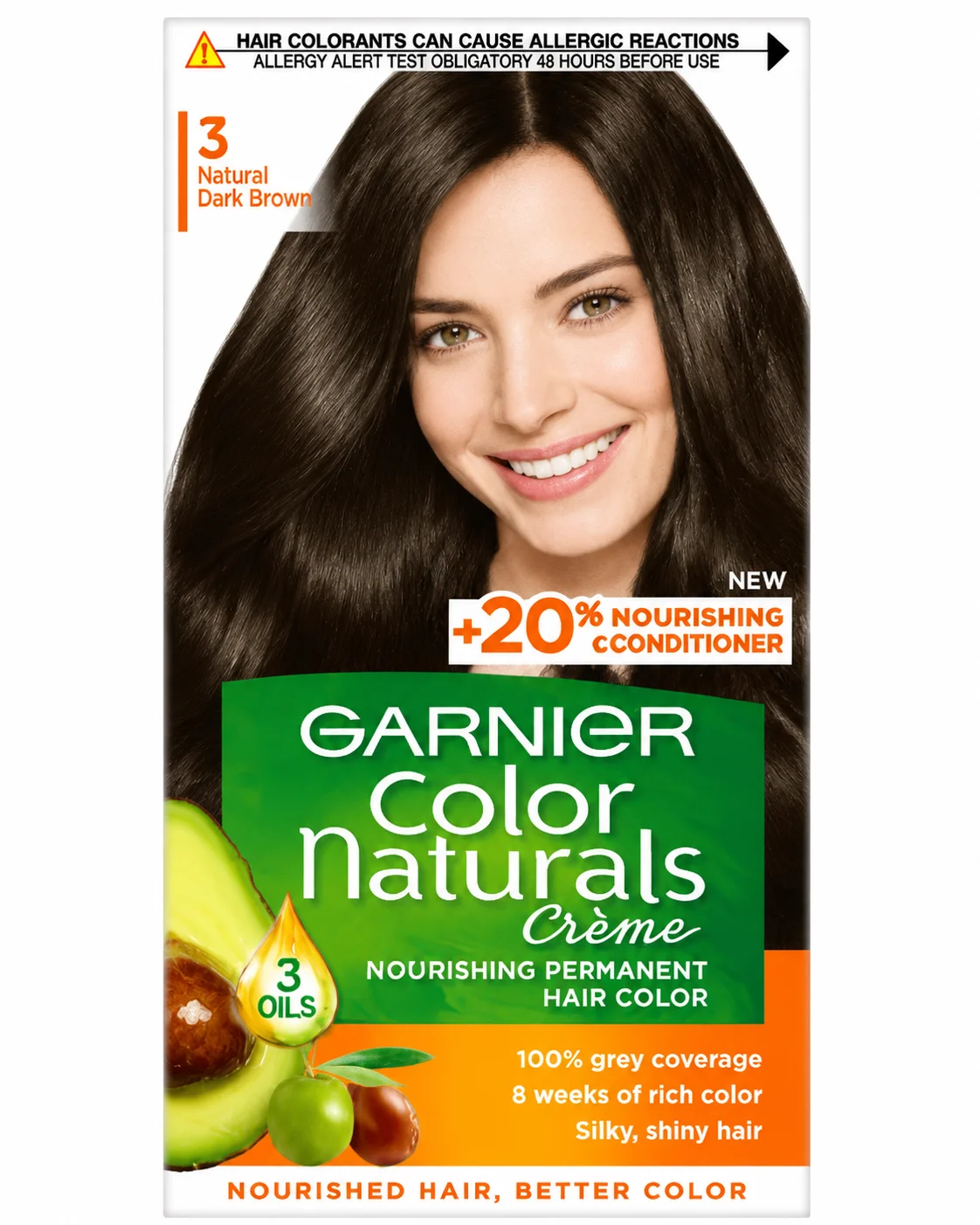 Garnier Color Naturals Crème Hair Color – Shade 3 Natural Dark Brown