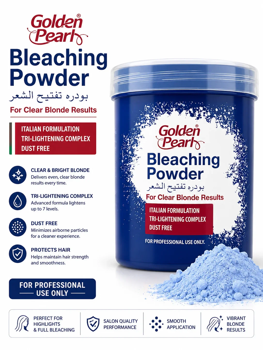 Golden Pearl Bleaching Powder – Professional Hair Lightener for Clear Blonde Results