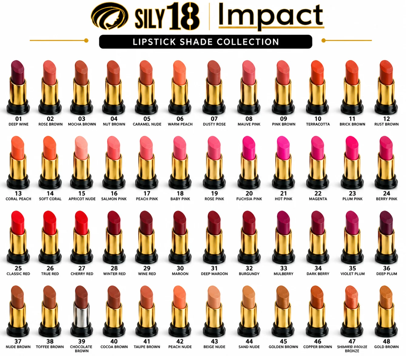 SILY 18 Impact Lipstick Collection | Long Lasting Matte & Creamy Lip Colors