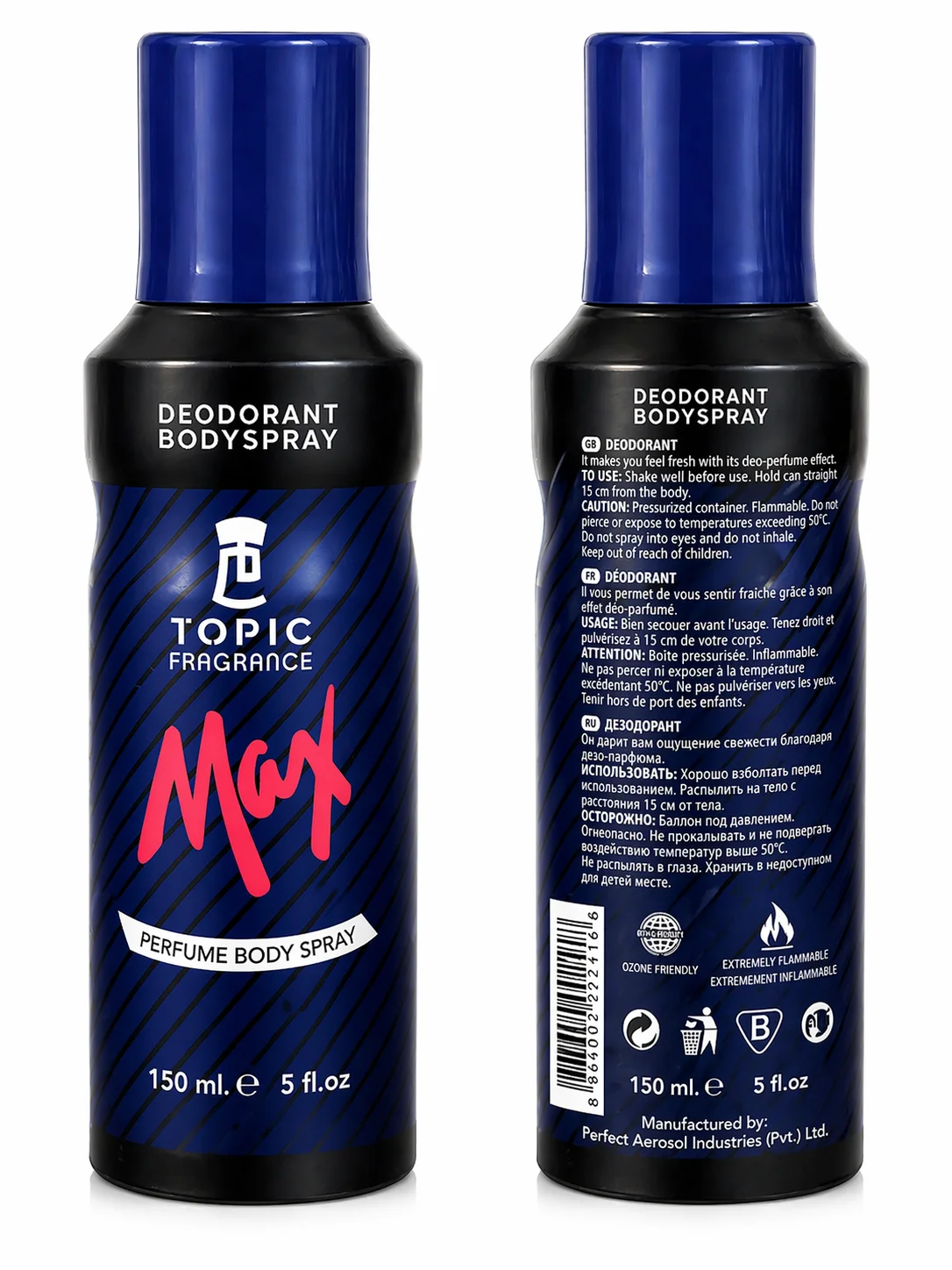 Topic Fragrance Max Deodorant Body Spray – Long Lasting Fresh Perfume Spray 150ml