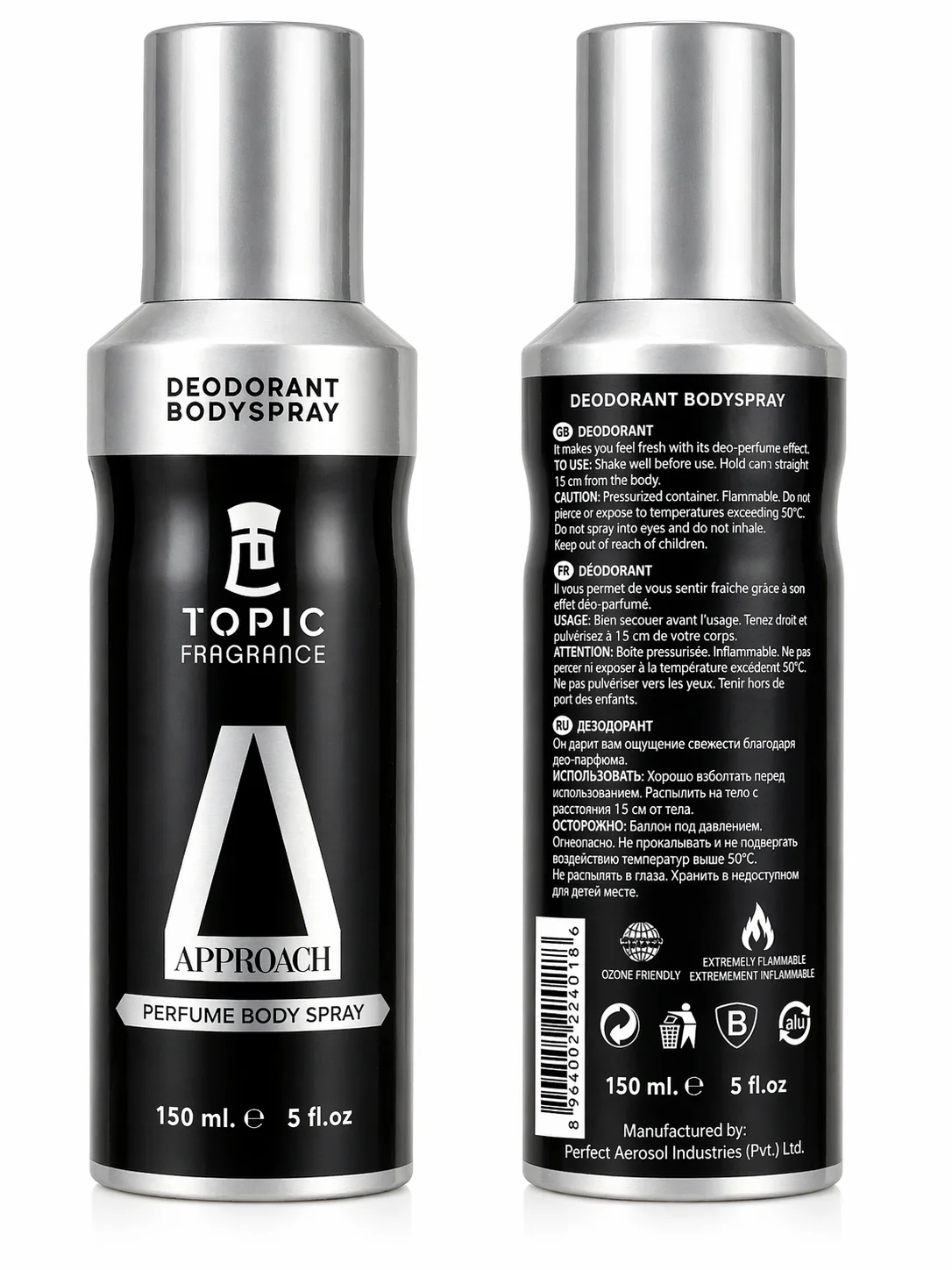 Topic Fragrance Approach Deodorant Body Spray – Long Lasting Perfume Spray 150ml