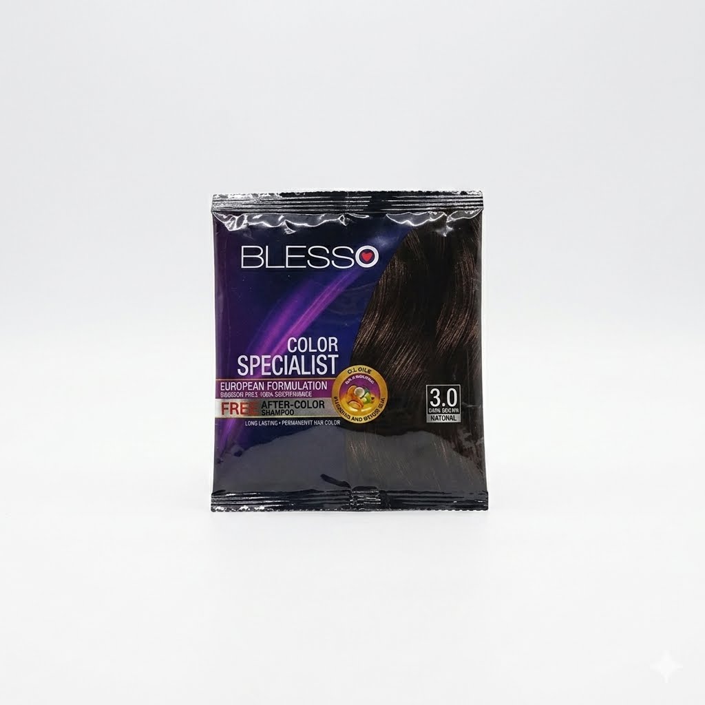 Blesso Color Specialist Permanent Hair Color Sachet, Shade 3.0 Dark Brown