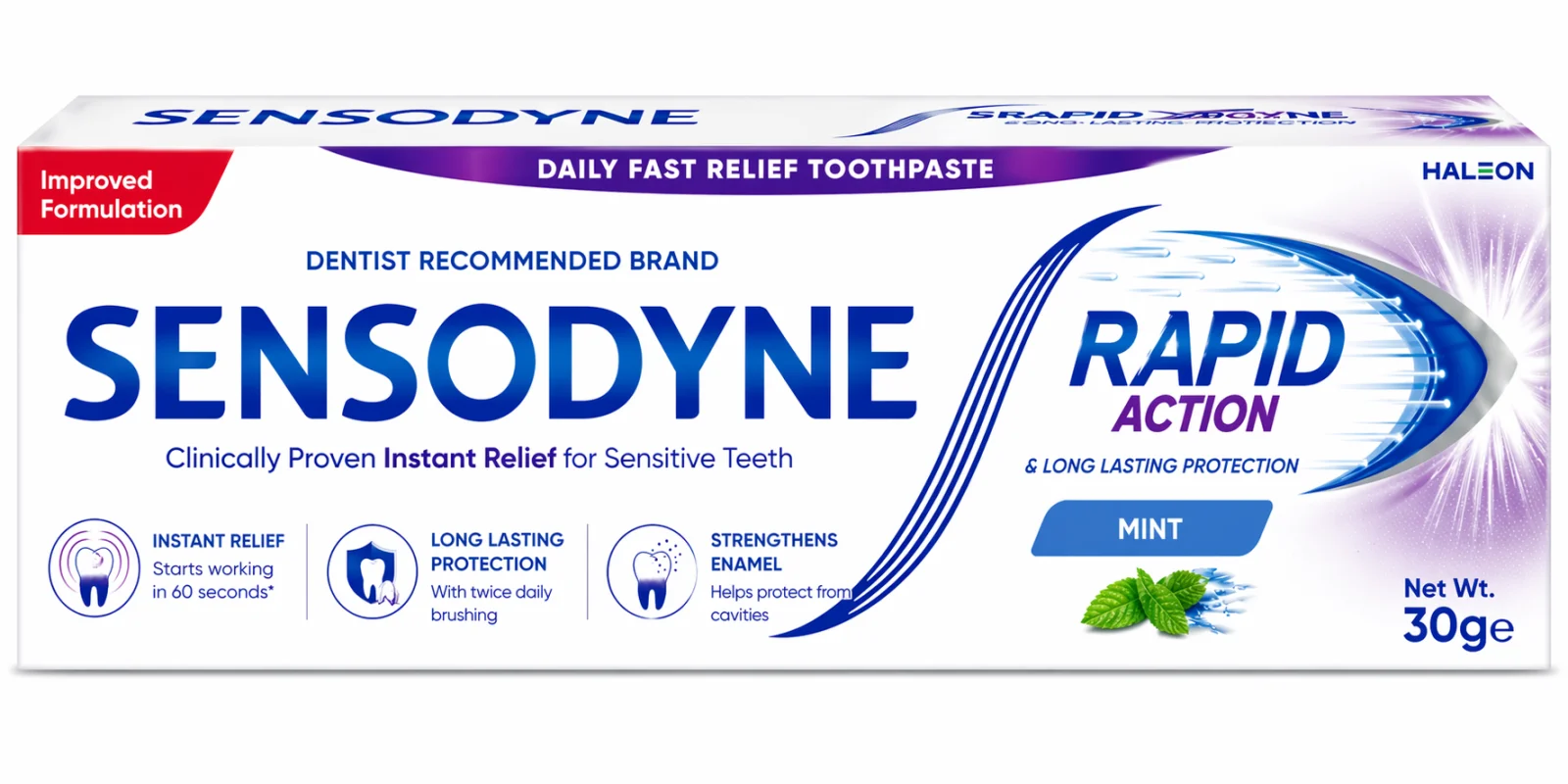 Sensodyne Rapid Action Toothpaste – Instant Relief for Sensitive Teeth (Mint) 30G