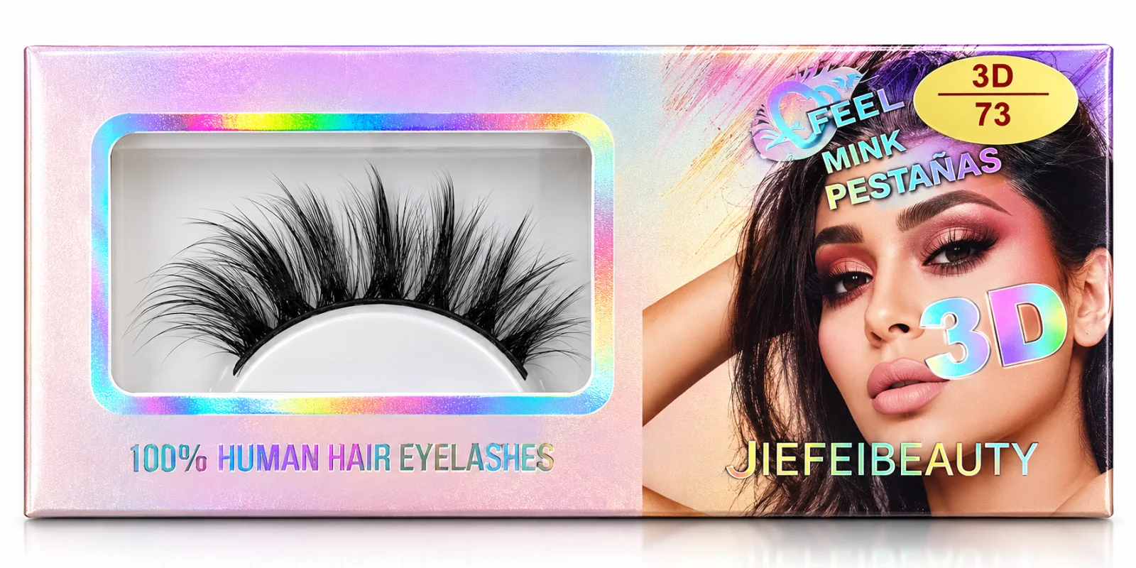 Jiefei Beauty 3D Human Hair False Eyelashes – Style 73 – 1 Pair