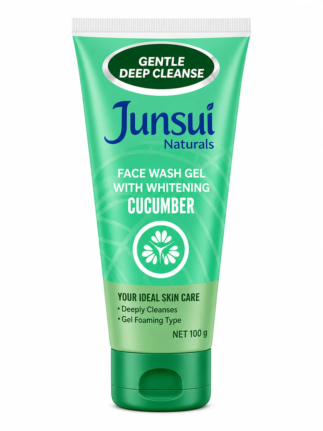 Junsui Naturals Cucumber Face Wash Gel with Whitening – Gentle Deep Cleanse (100g)
