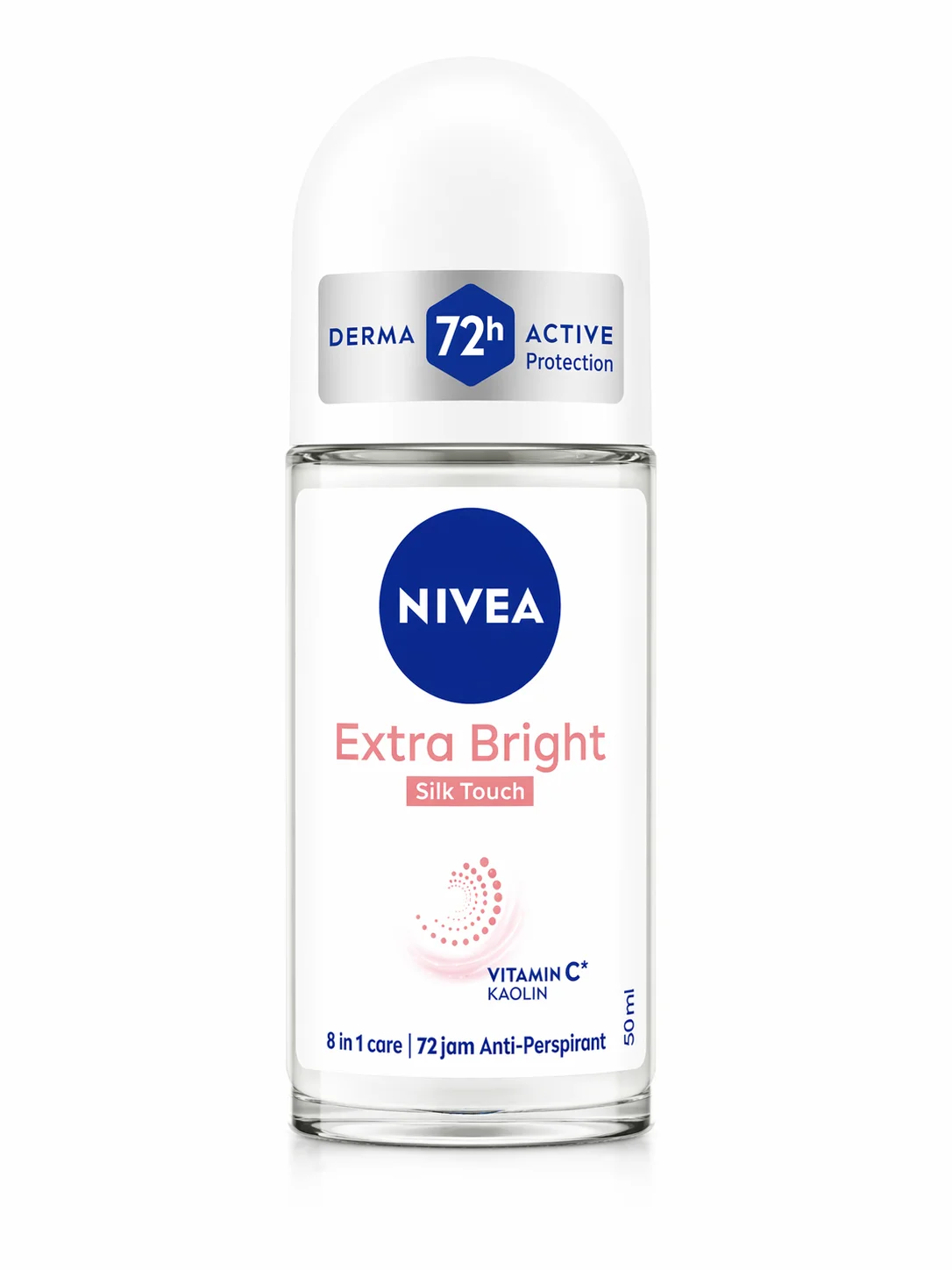 NIVEA Extra Bright Silk Touch Roll-On Deodorant – 72H Protection with Vitamin C (50ml)