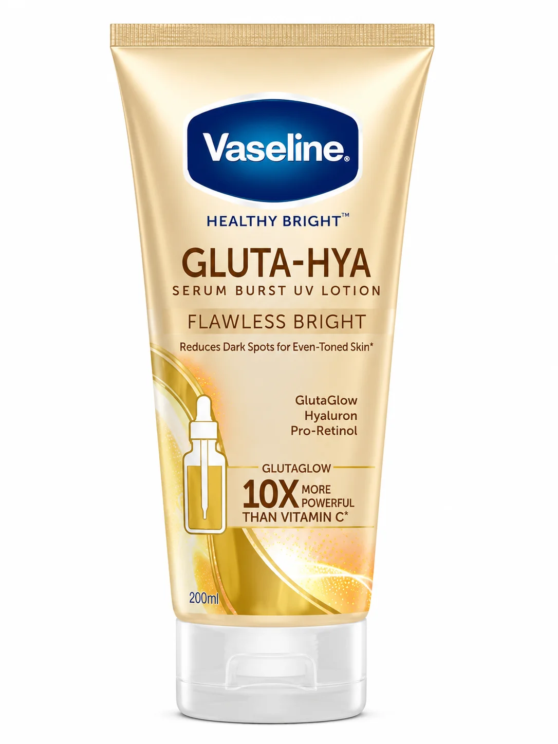 Vaseline Healthy Bright Gluta-Hya Flawless Bright Serum Burst UV Lotion 200ML