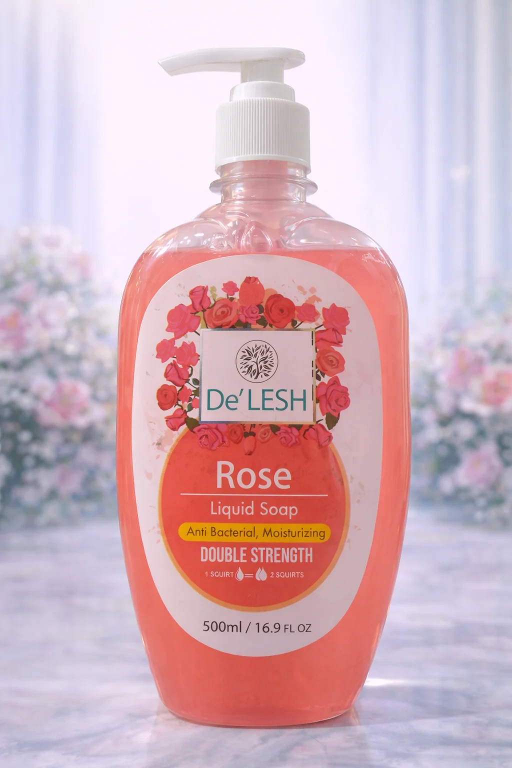 De’LESH Rose Liquid Soap – Antibacterial & Moisturizing Hand Wash (500ml)