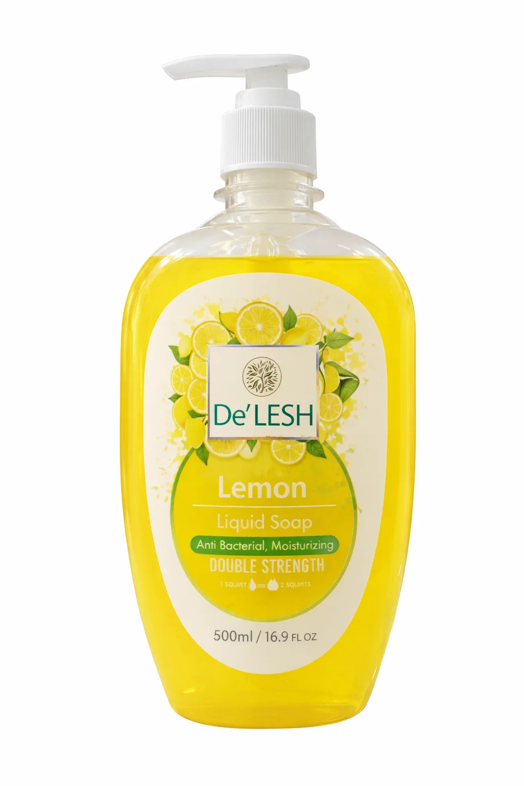 De’LESH Lemon Liquid Soap – Antibacterial & Moisturizing Hand Wash (500ml)