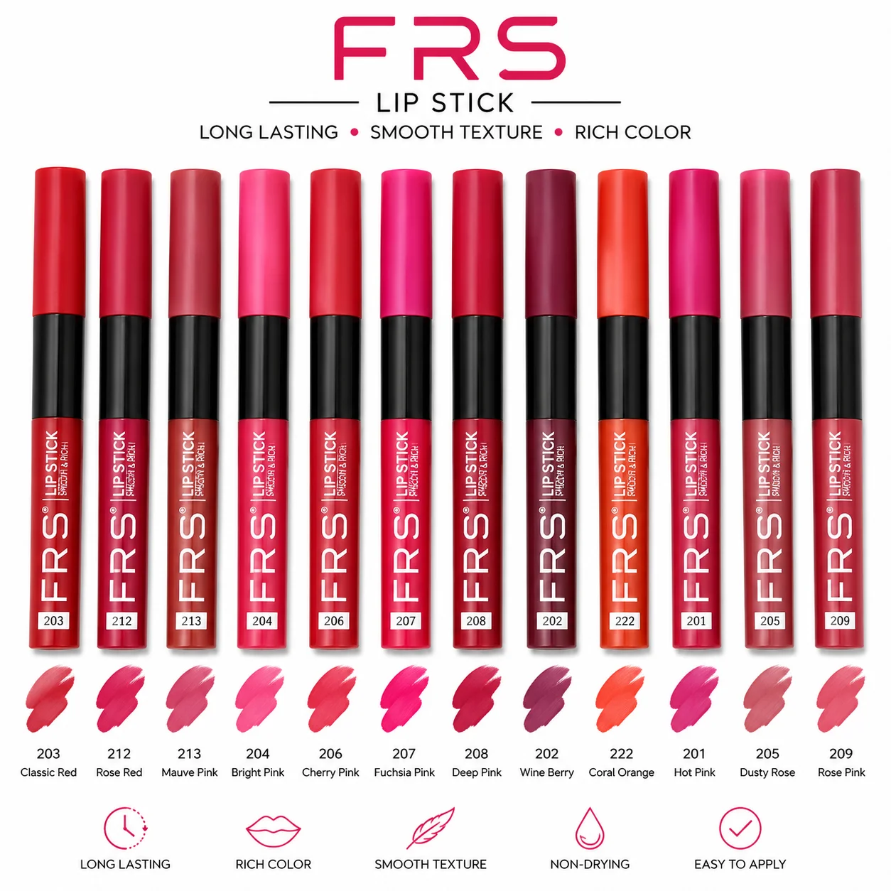 FRS Lip Stick Collection – 12 Trendy Matte Shades