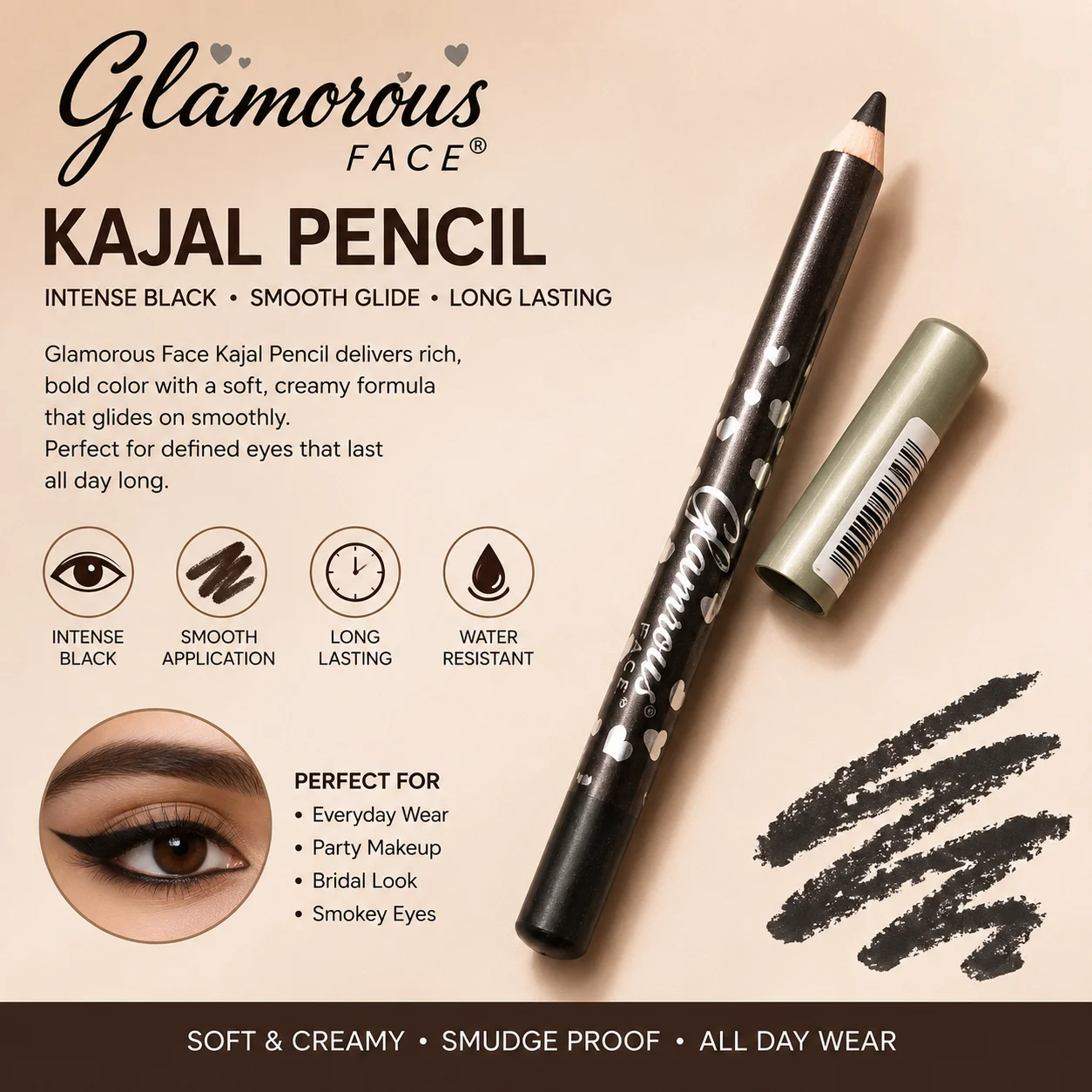Glamorous Face Kajal Pencil – Intense Black