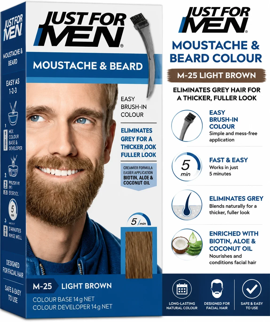 Just For Men Moustache & Beard Colour M-25 Light Brown