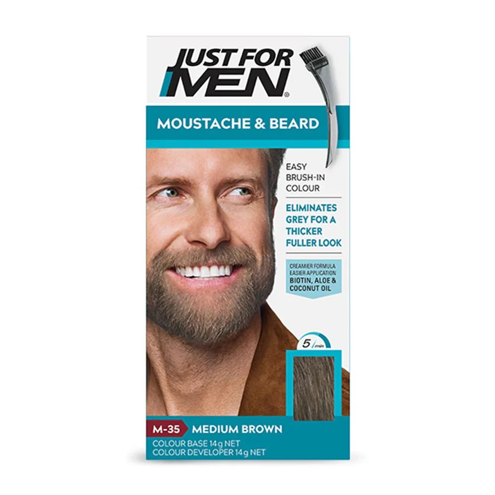 Just For Men Moustache & Beard Brush-In Colour - M-35 Medium Brown
