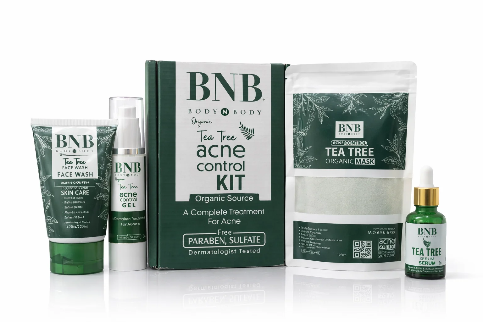BNB Tea Tree Acne Control Kit – Complete Organic Anti-Acne Skincare Set