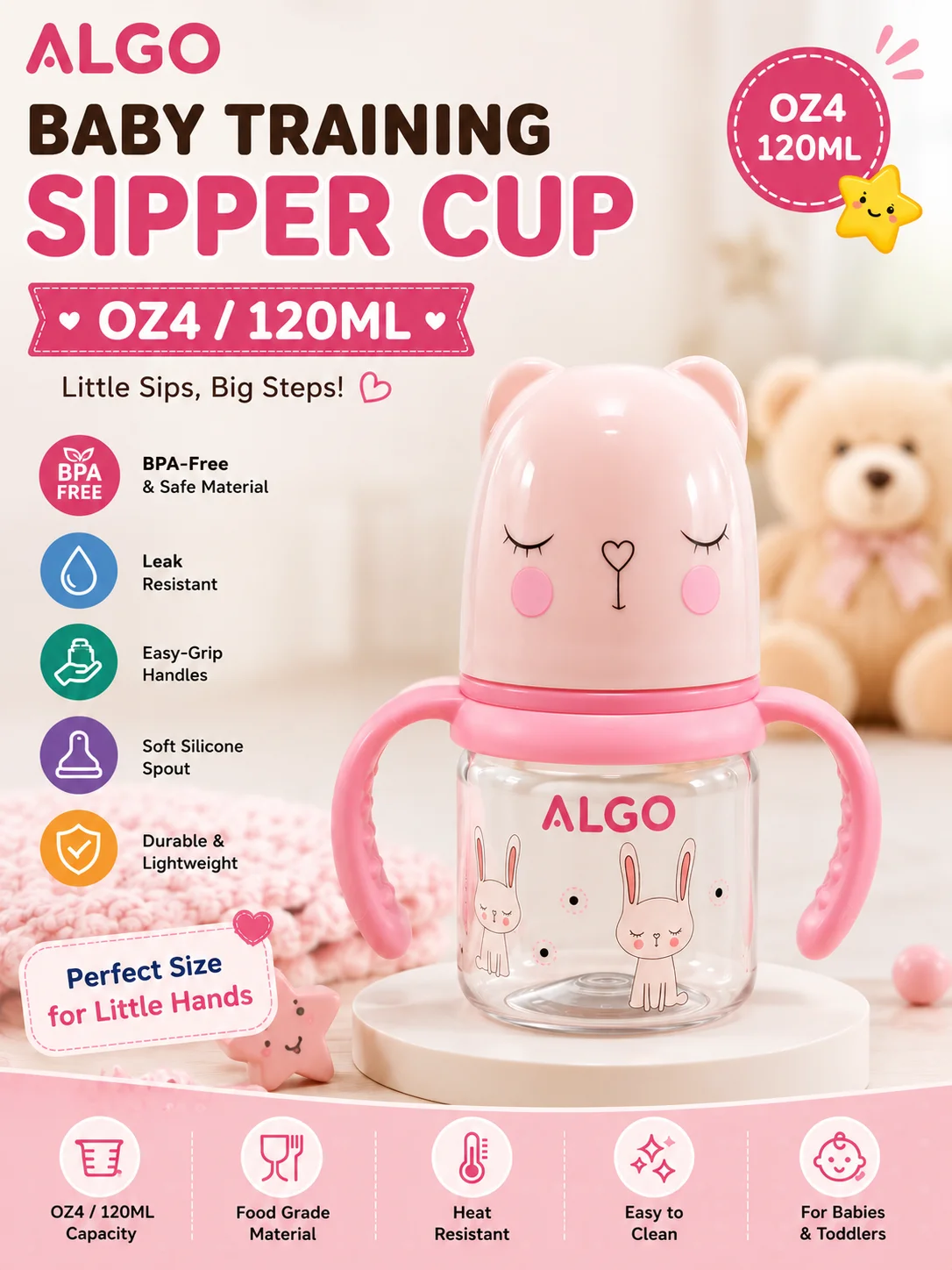 ALGO Baby Training Sipper Cup – 4oz (120ml)