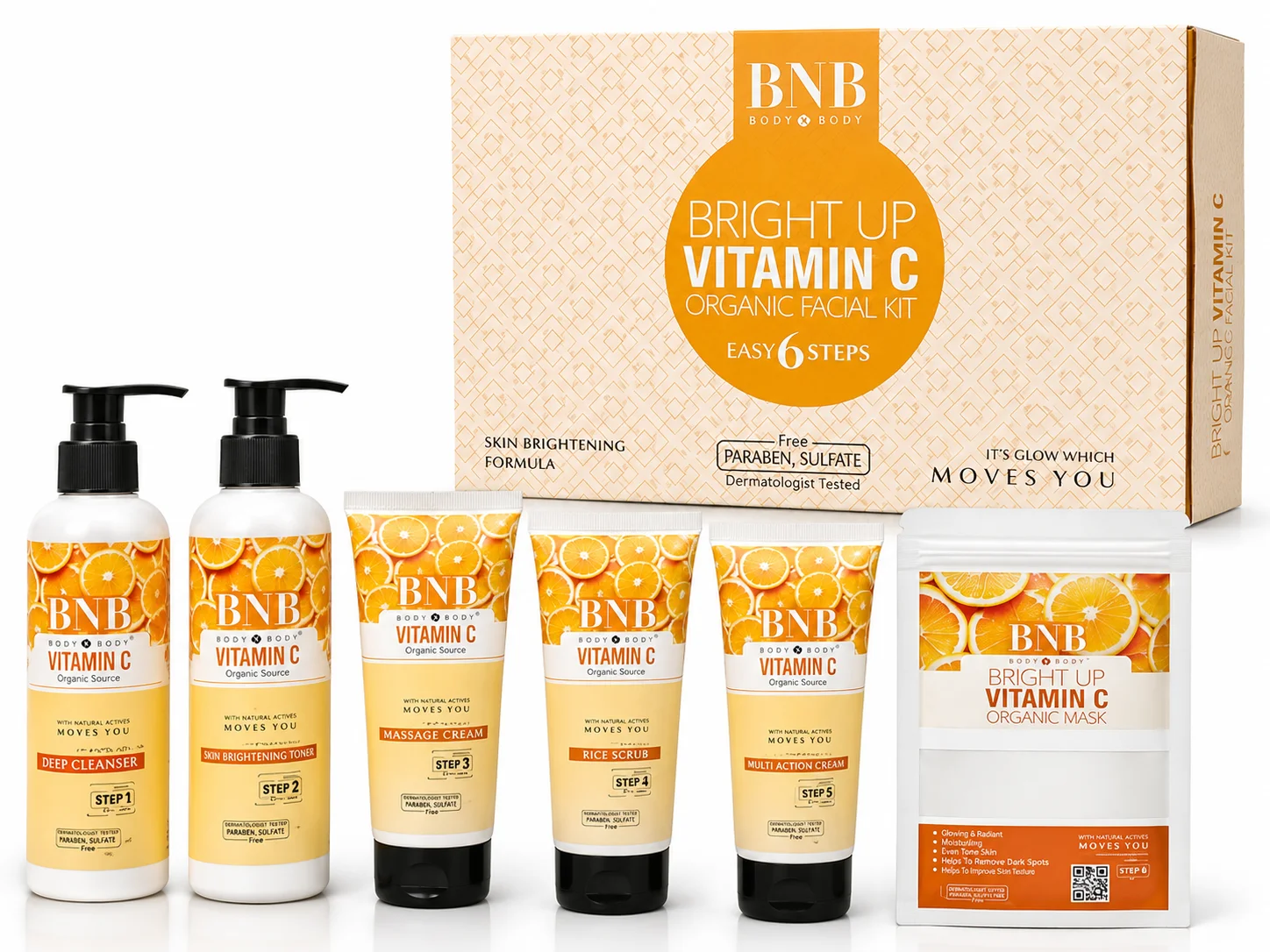 BNB Bright Up Vitamin C Organic Facial Kit – 6 Step