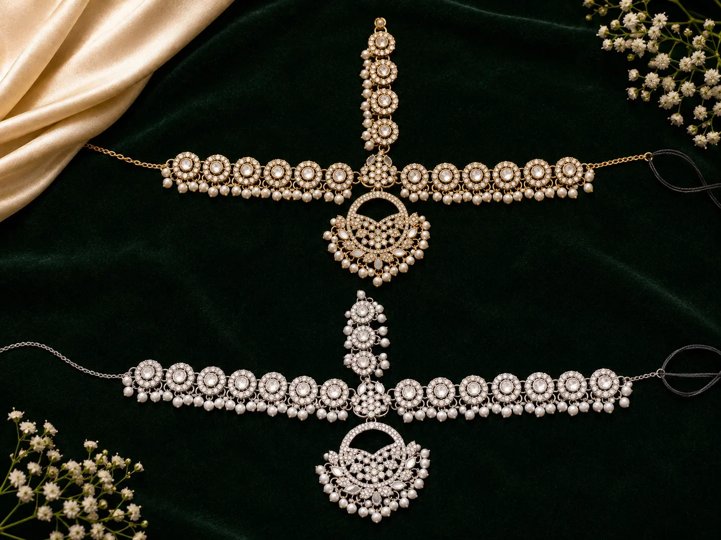 Royal Pearl Kundan Matha Patti – Gold Finish