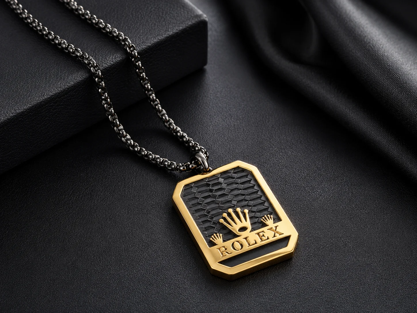 Luxury Black & Gold Pendant Locket for Men