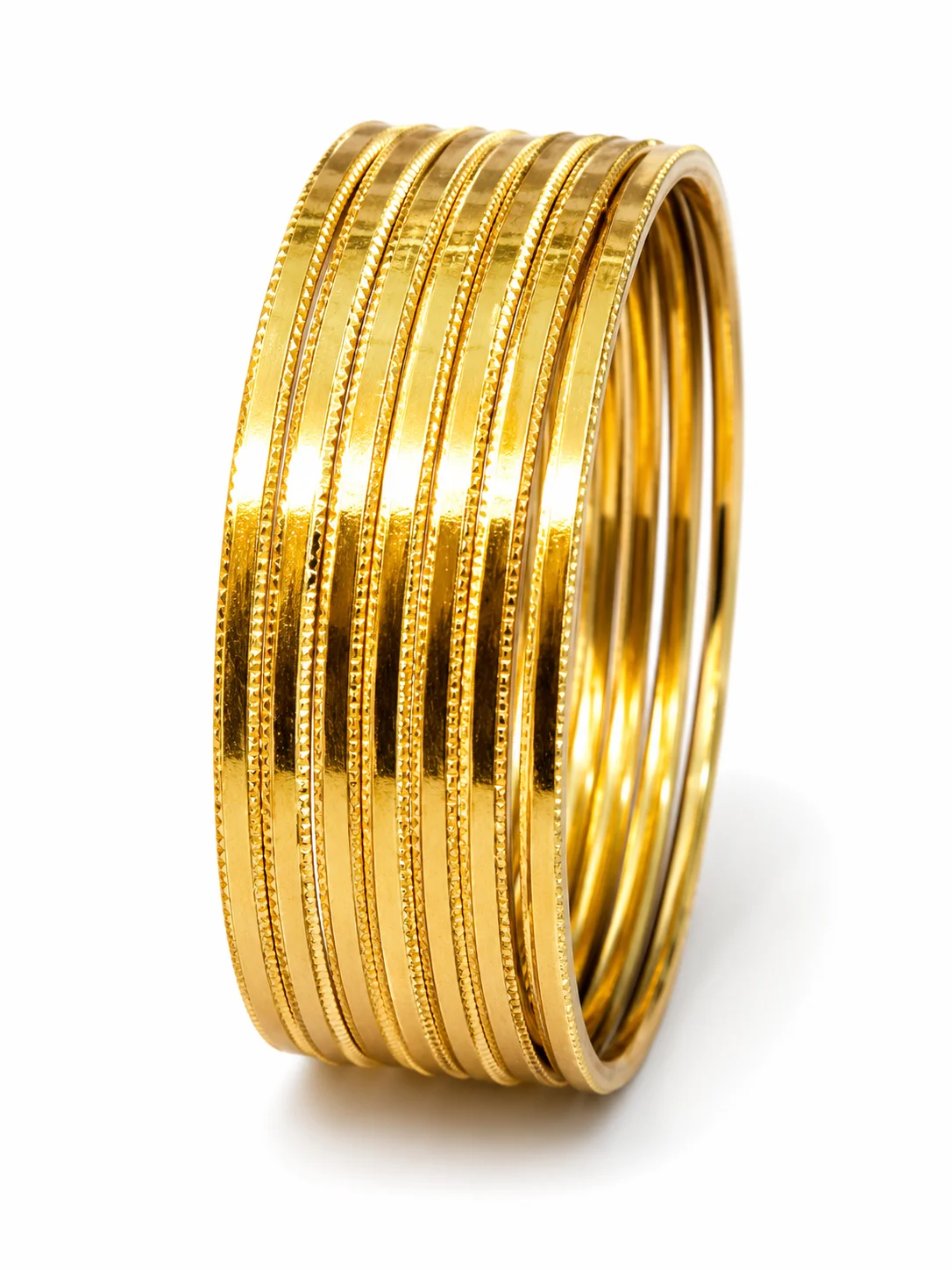 Premium Gold Plated Plain Bangle Set for Women – Size 2.8