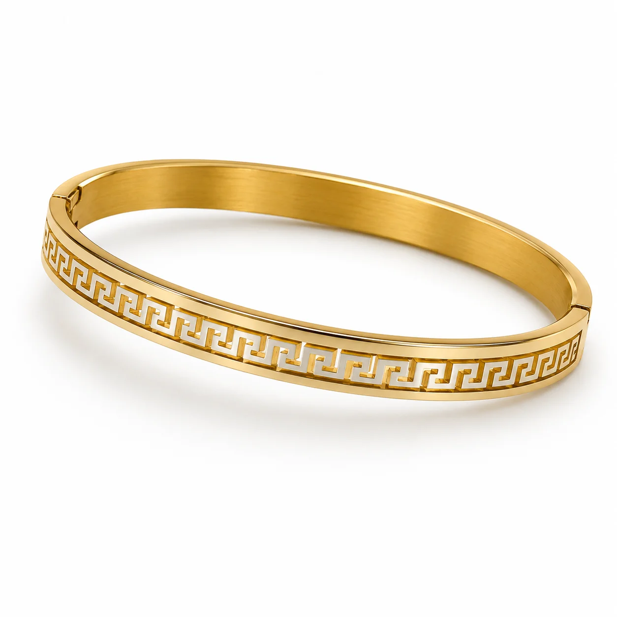 Heartbeat Gold Stainless Steel Bracelet for Men & Women – Premium Couple Cuff Bangle