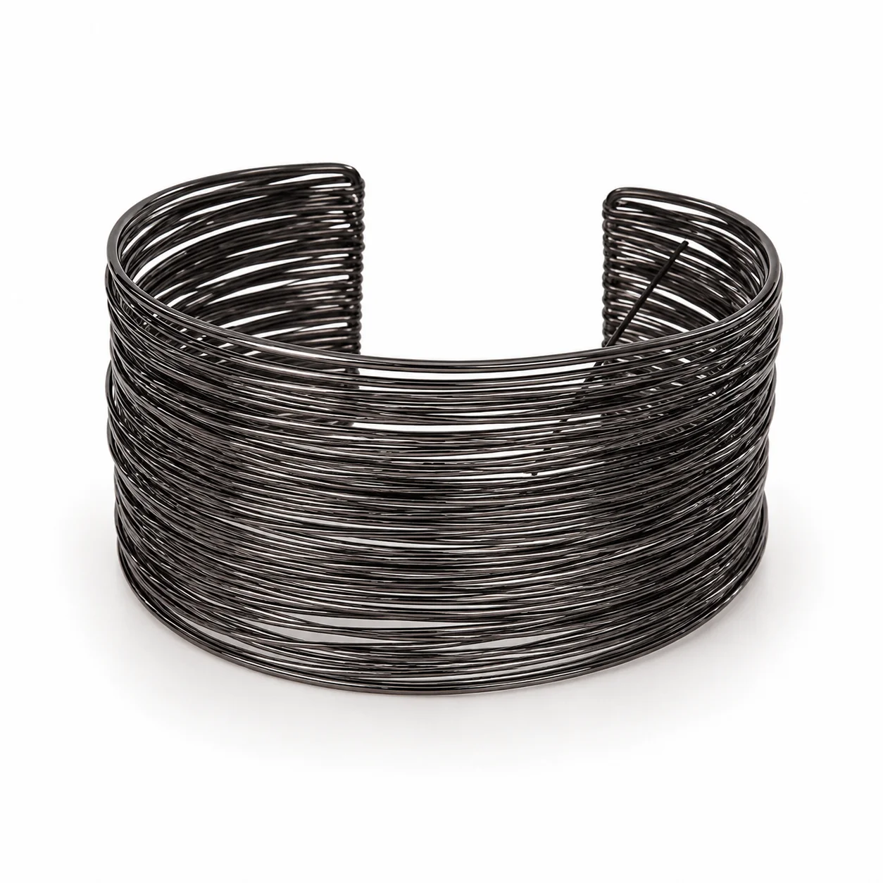 Luxury Black Multi-Wire Cuff Bracelet for Women – Adjustable Statement Stainless Steel Bangle