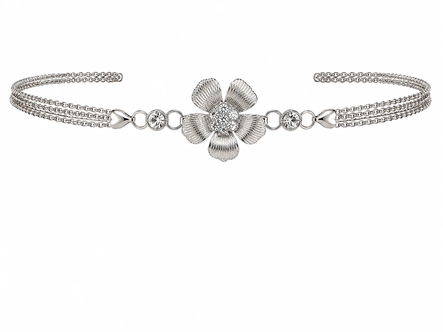 Elegant Silver Floral Waist Chain Belt for Women