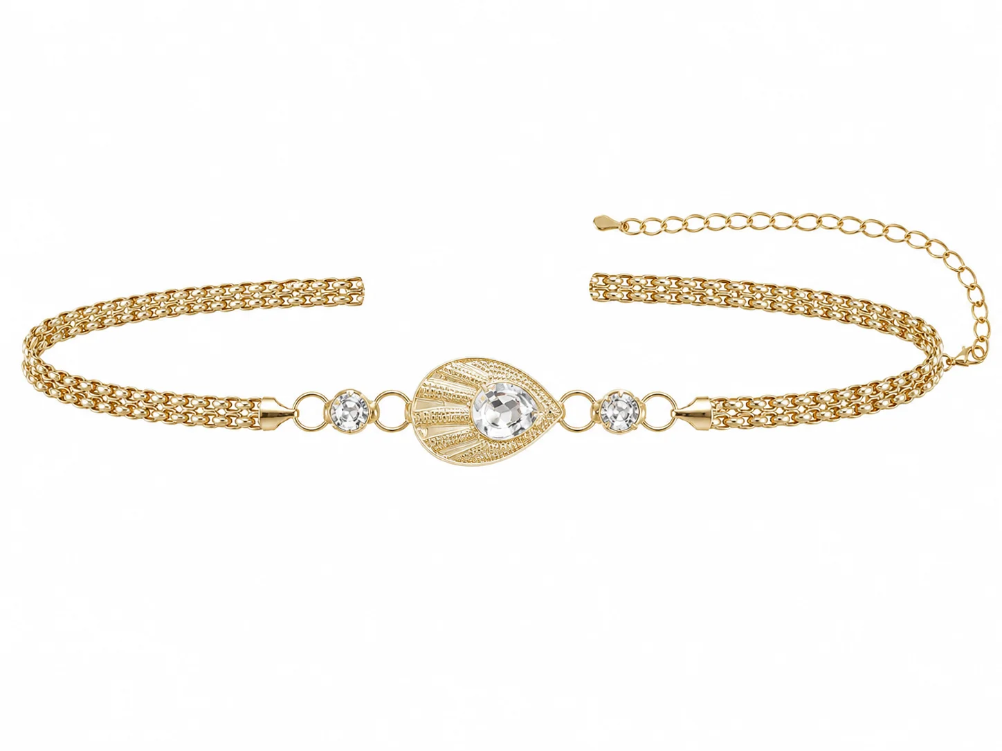 Elegant Gold Crystal Waist Chain Belt for Women