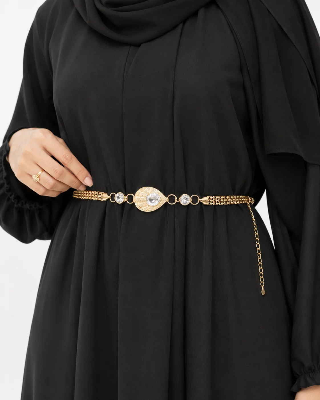 Elegant Gold Crystal Waist Chain Belt for Women