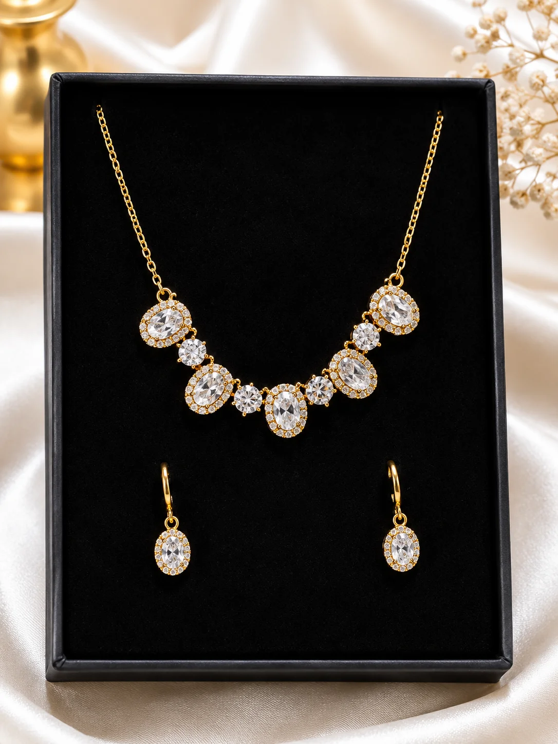 Elegant Zircon Jewelry Set with Matching Earrings