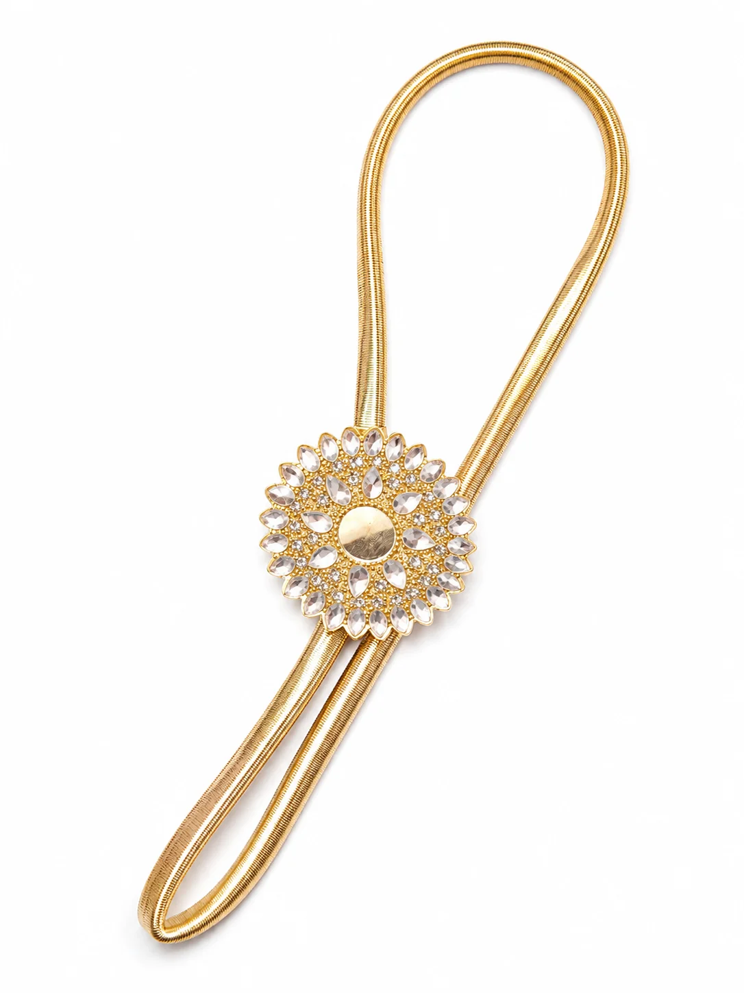 Luxury Gold Crystal Elastic Waist Belt for Women