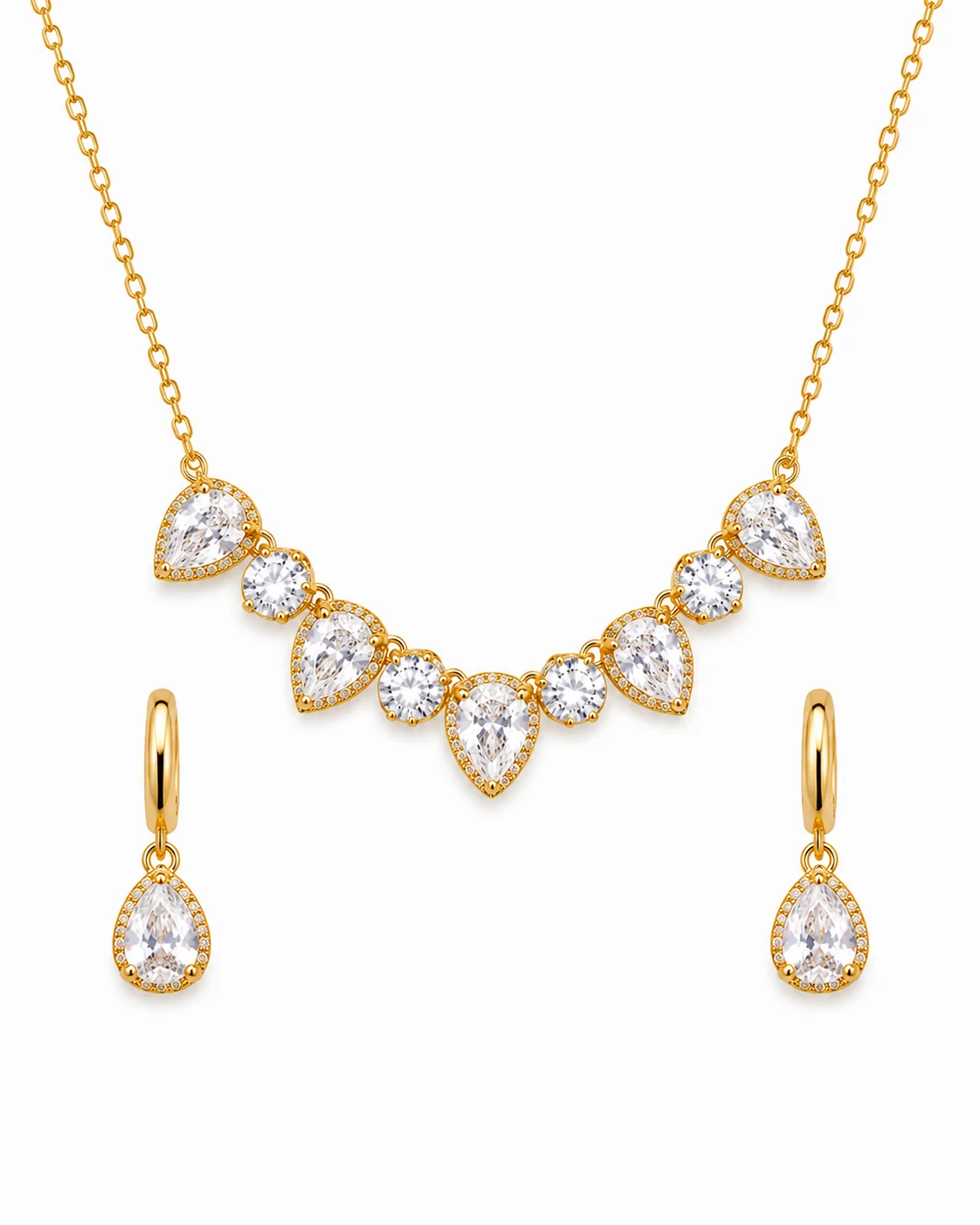 Elegant Teardrop Zircon Jewelry Set with Matching Earrings

Description: