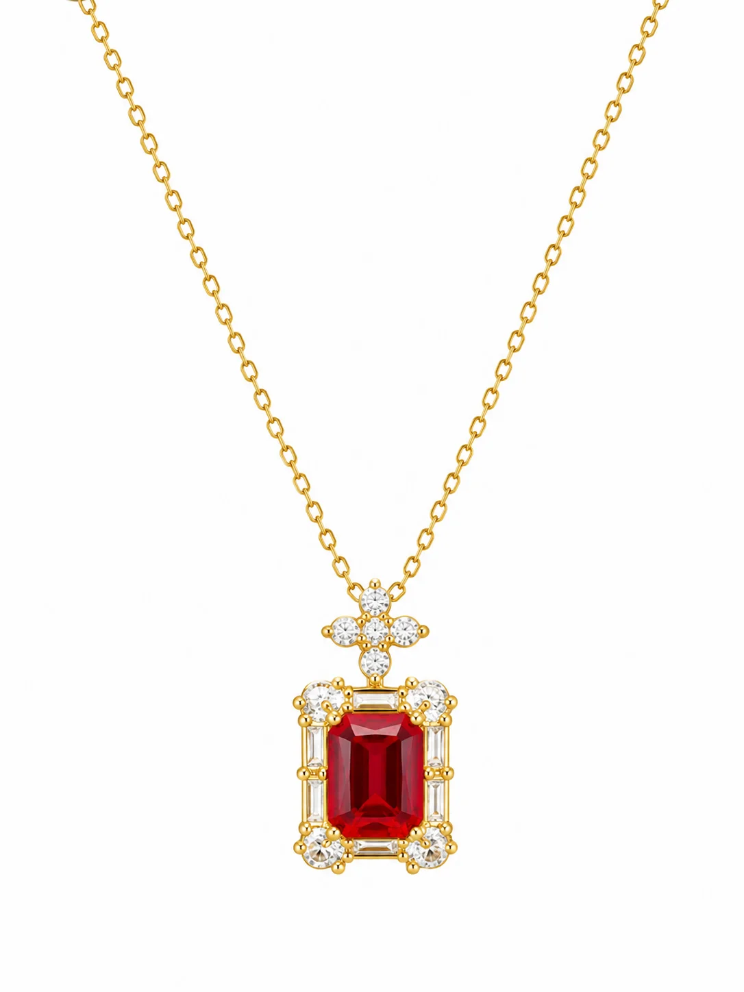 Elegant Emerald-Cut Solitaire Pendant