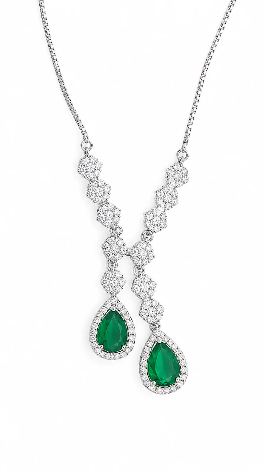 Silver Blue Sapphire Crystal Necklace for Women