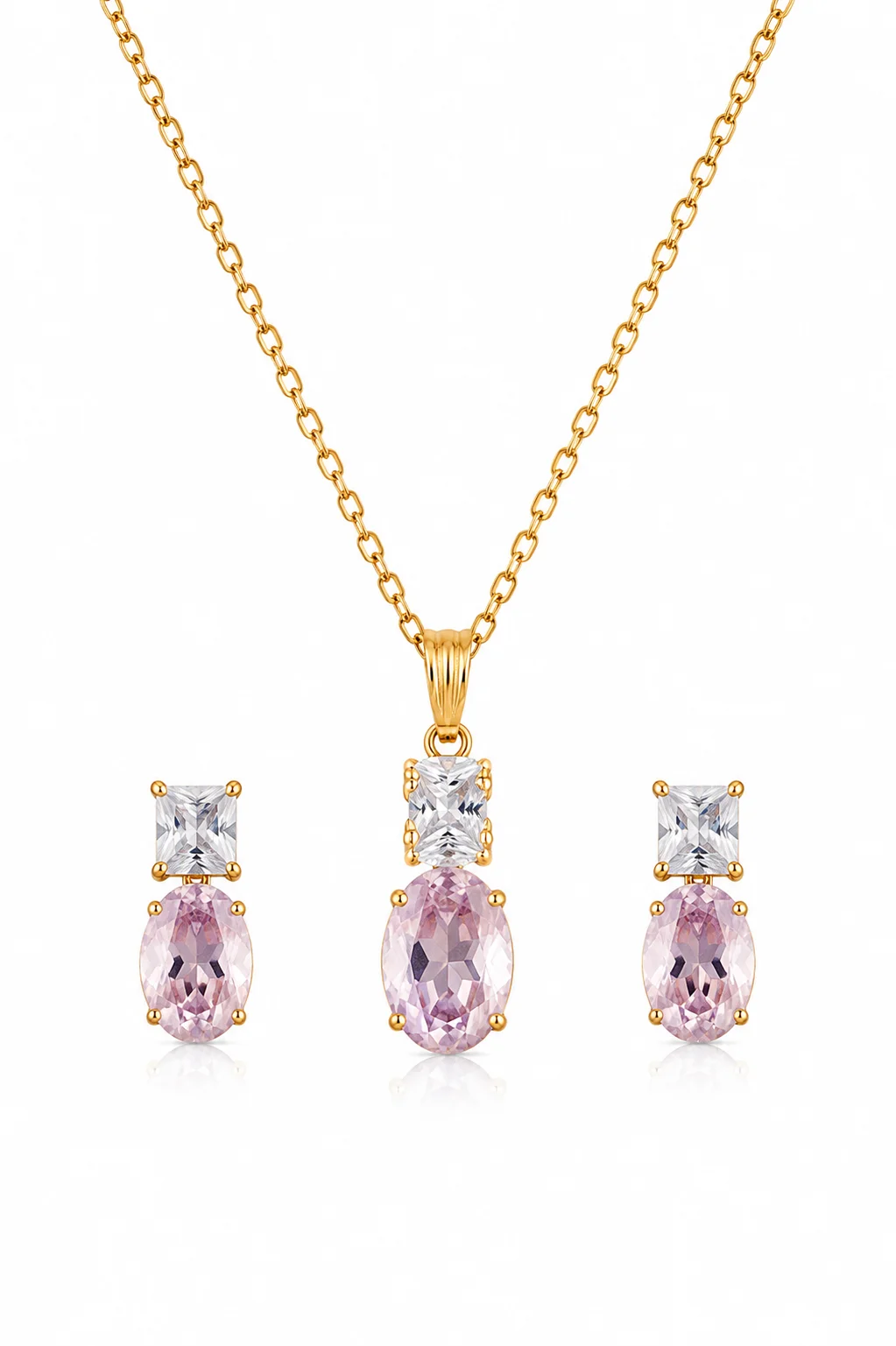 Oval Pendant Necklace & Matching Earrings