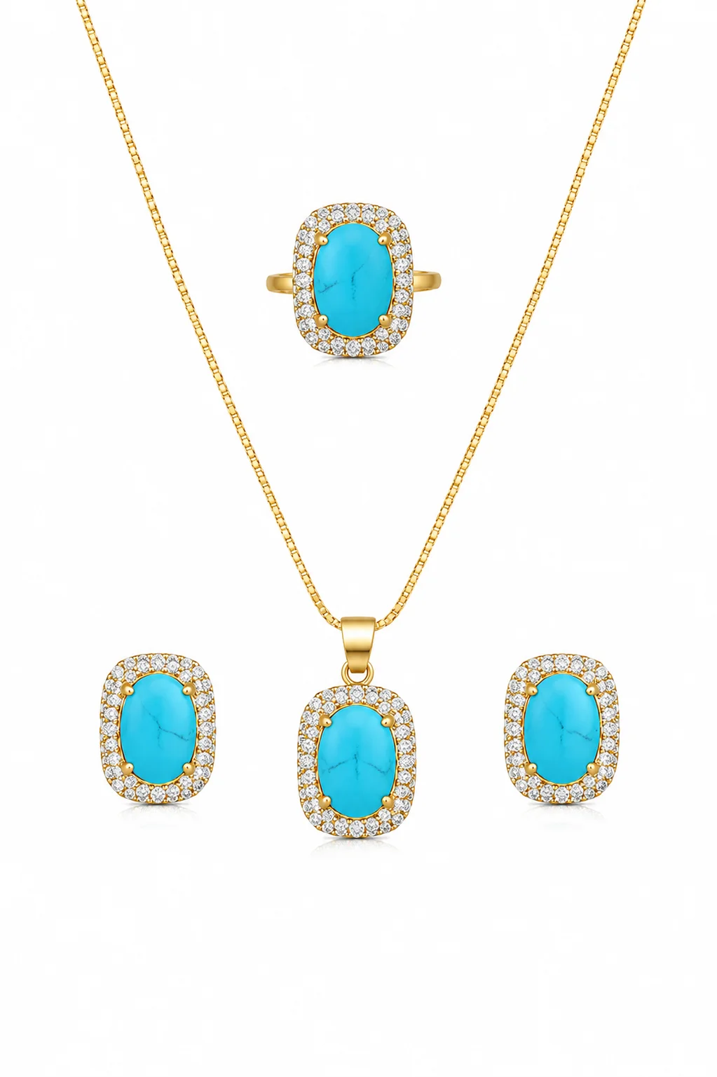 Gold Turquoise Jewelry Set for Women