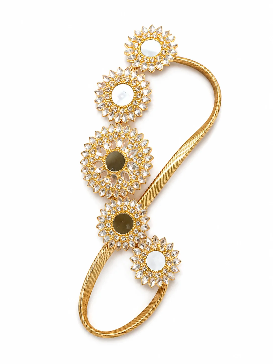 Luxury Gold Crystal Floral Waist Belt for Women